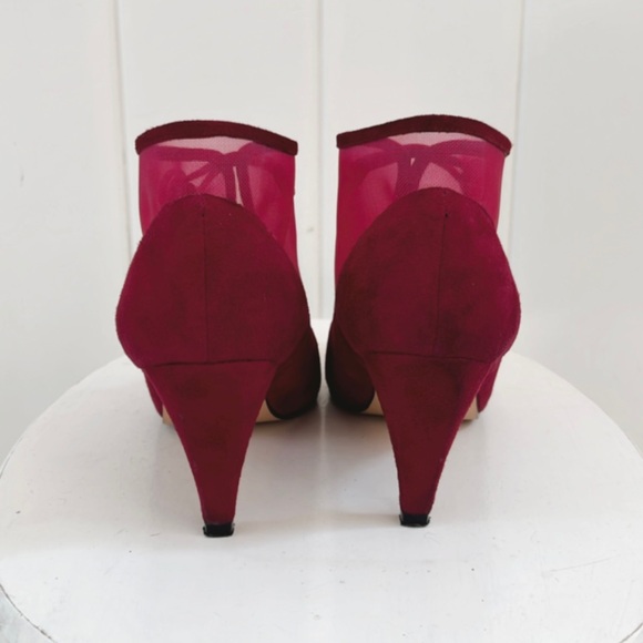 Vintage Jasmin Leather Mesh Booties Magenta Pink Heels Women 6.5 Fairycore - Picture 6 of 13